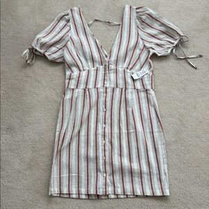 NWT Ardene Red and White Striped Mini Dress 100% Cotton